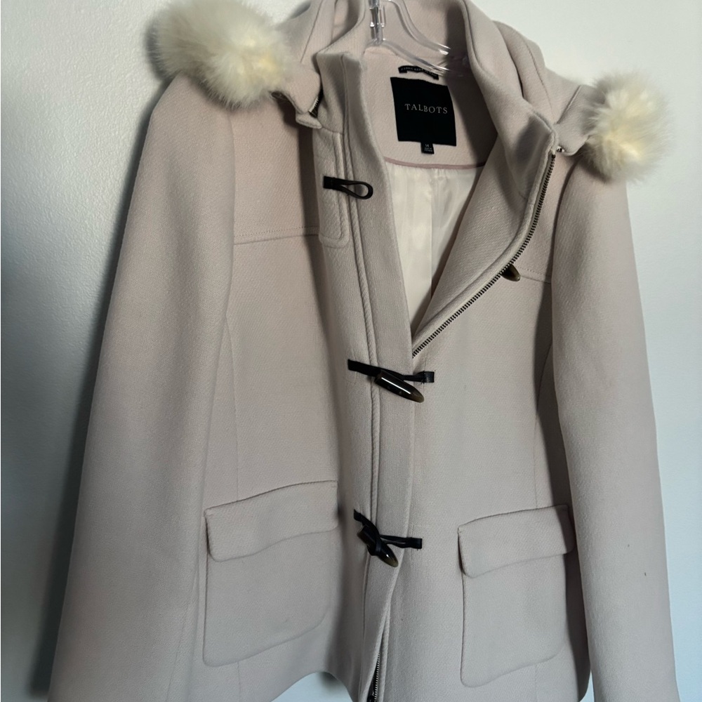 Talbots Pale Pink (Blush) Coat with Faux Fur Accents